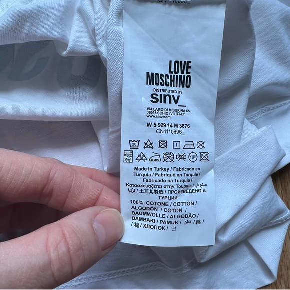Love Moschino White Cotton Dress with rainbow heart logo - Picture 9 of 9